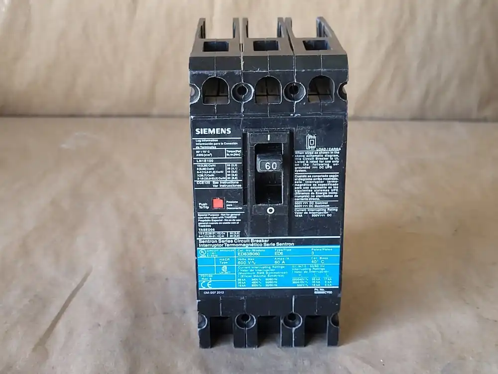 60 Amp 3 Poles 600V Circuit Breaker ED63B060