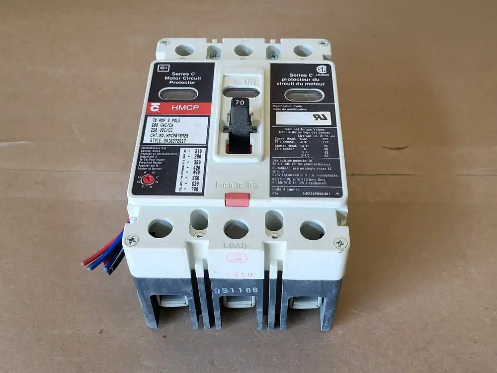 70 Amp, 3 Pole, 600 Volts Circuit Breaker HMCP070M2S