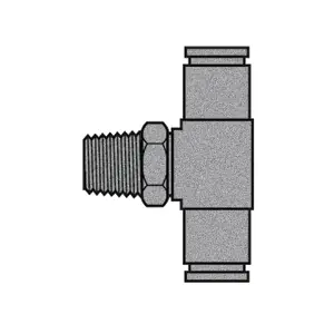 1/2" Push-In Air Brake x 1/2" NPTF Male Pipe Swivel Branch Tee