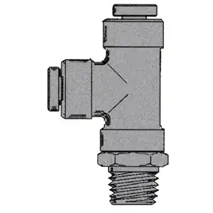 1/4" PUSH-IN x 3/8" NPTF Male Pipe Swivel Branch Tee
