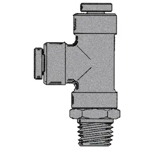 1/2" PUSH-IN x 1/4" NPTF Male Pipe Swivel Run Tee