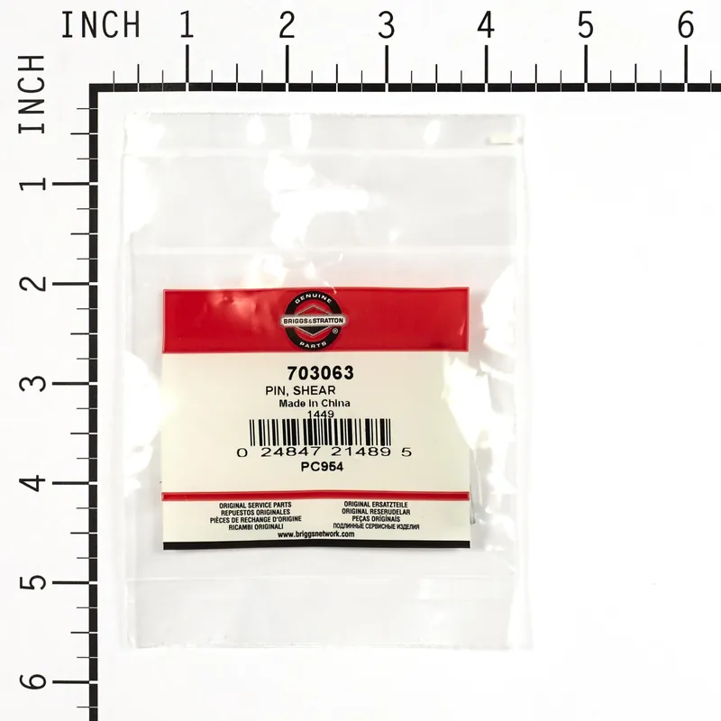 Briggs & Stratton - 703063 - Shear Pin (0.284 ID x 1-3/4)
